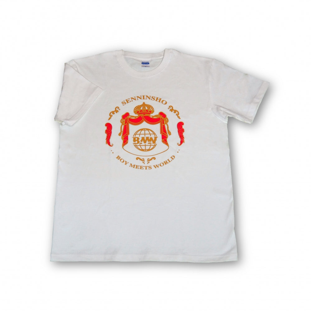 Sennninsyo “BOY MEETS WORLD”rogo T-shirts（White / Light Olive